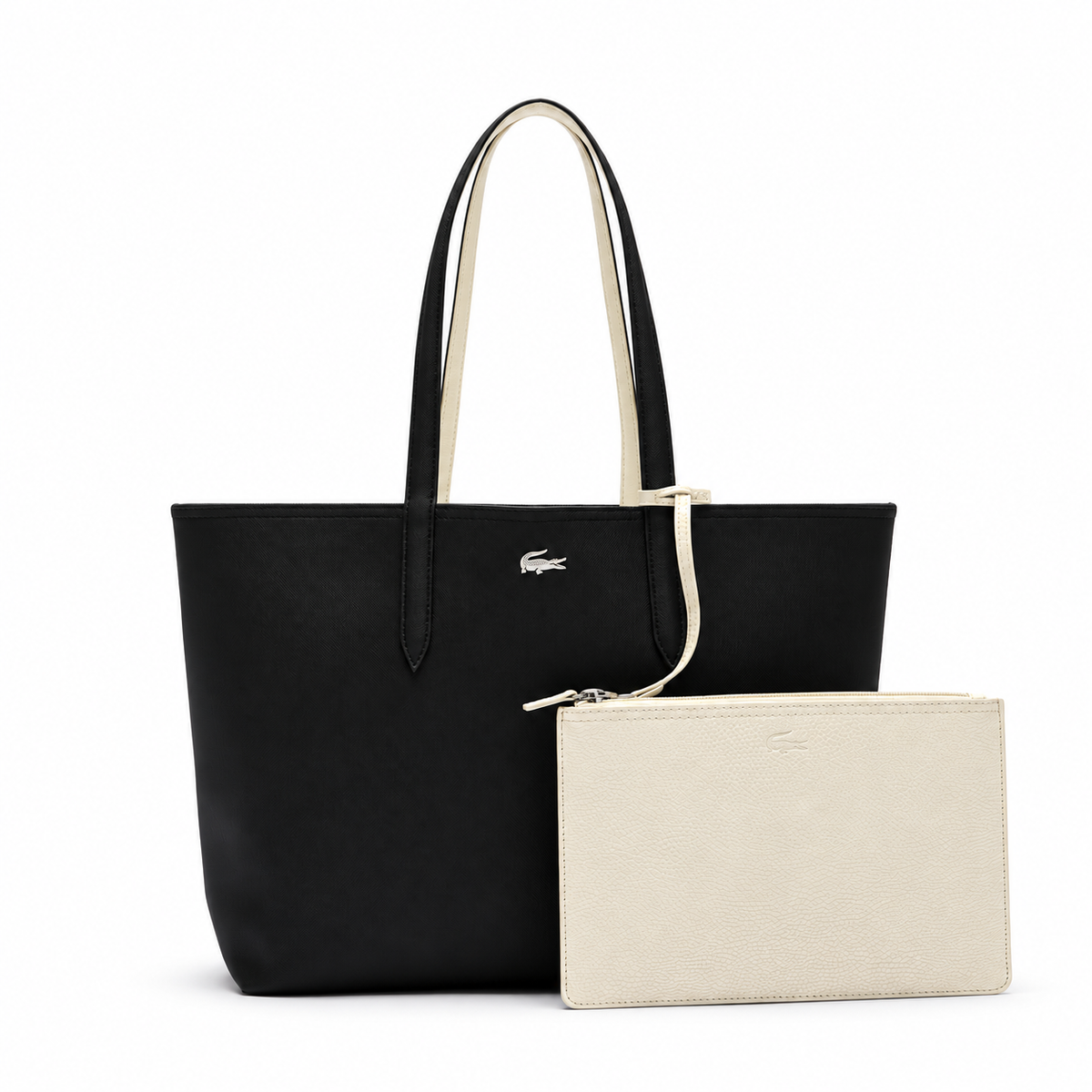 Anna Reversible Tote con Pouch – Negro / Crema